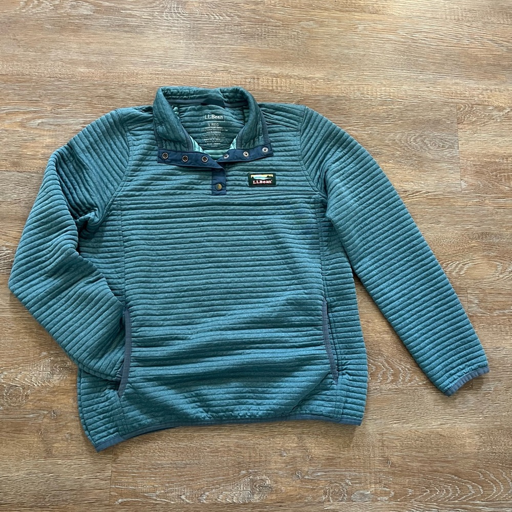 L.L. Bean Airlight Knit Pullover Snap Fleece | Blue | Size Small
